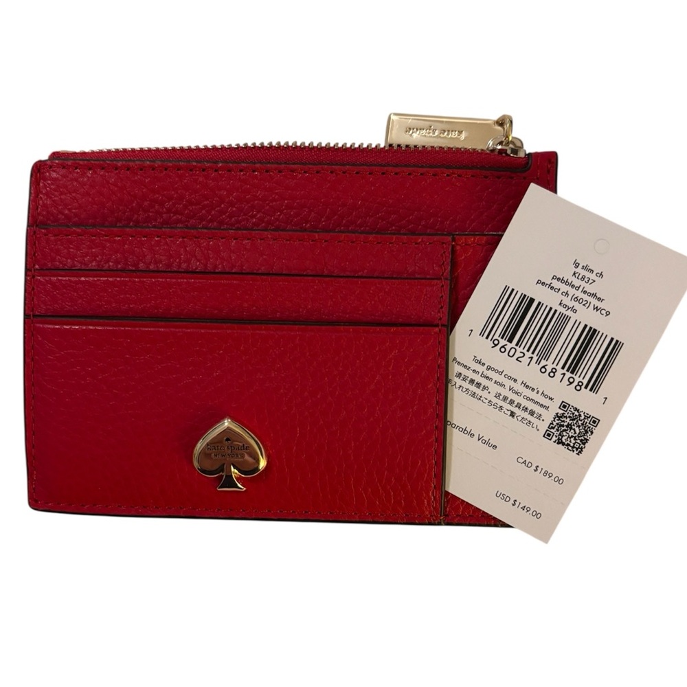 kate spade Kayla red leather slim card wallet - NWT